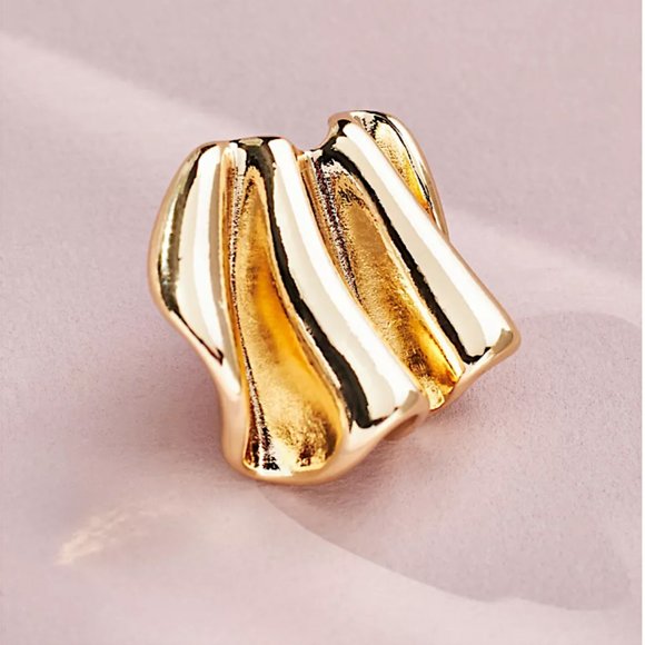 NEW~ Anthropologie Folded Gold Post Earrings - Picture 2 of 9